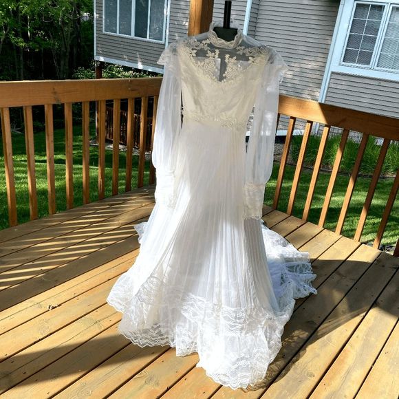 Gunne Sax Dresses & Skirts - Vintage 60s 70s Gunne Sax esque Victorian Style Pleated Skirt Wedding Dress - SZ